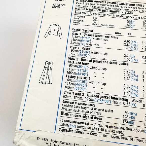 70s Style Sewing Pattern 4983 Dress Jacket Bust 40 - Picture 4 of 5